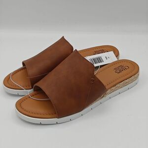 Chaps Slide Sandals Women’s Brown Memory Foam Comfort Casual Slip On